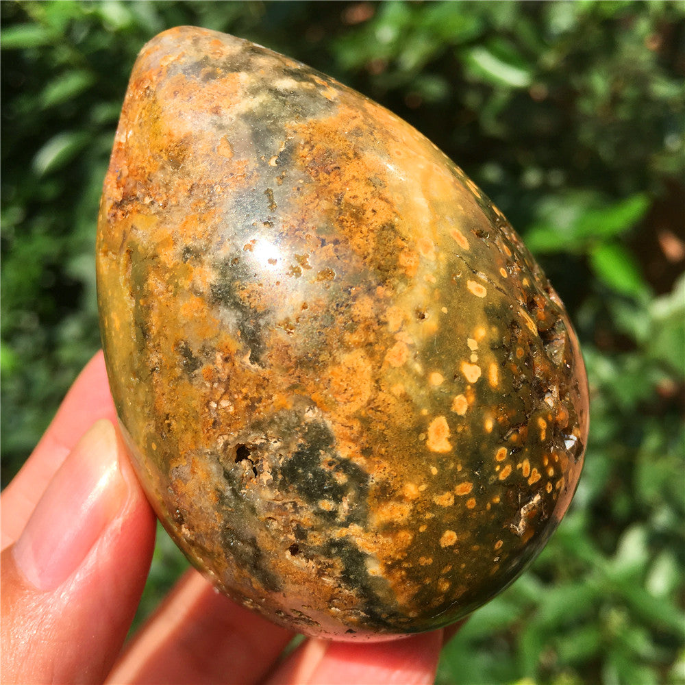 237G Huevo tallado en cristal de Ocean Jasper F17
