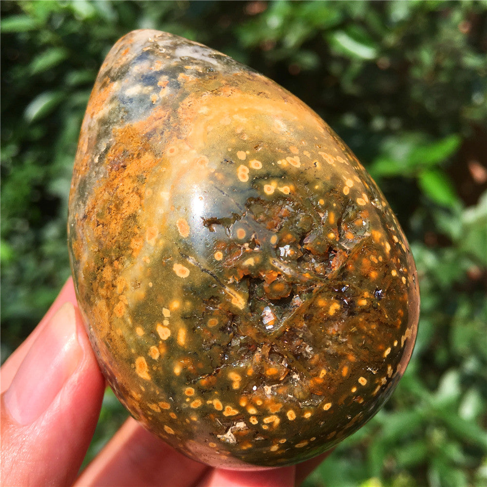237G Huevo tallado en cristal de Ocean Jasper F17