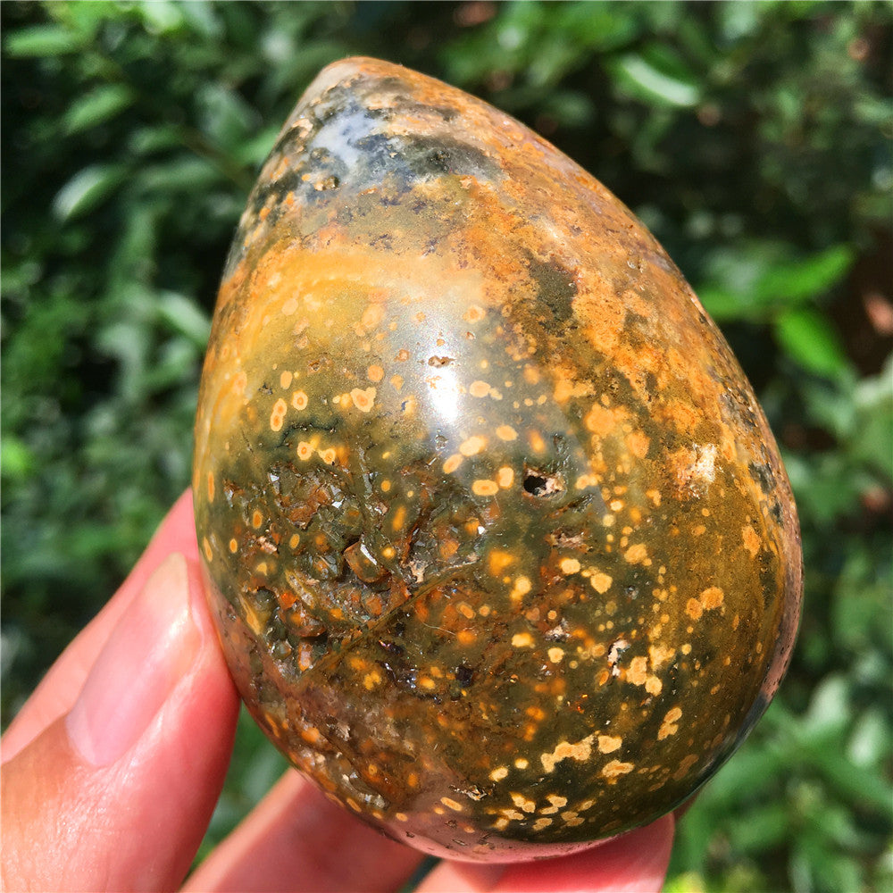 237G Huevo tallado en cristal de Ocean Jasper F17