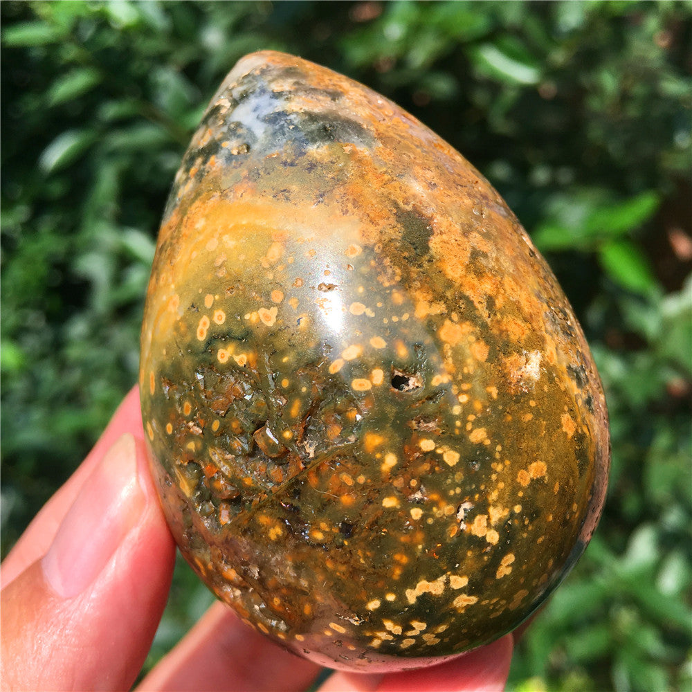 237G Huevo tallado en cristal de Ocean Jasper F17