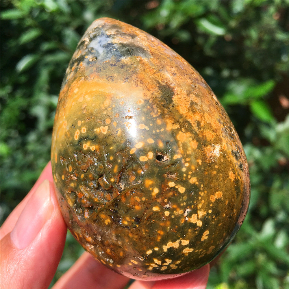 237G Huevo tallado en cristal de Ocean Jasper F17