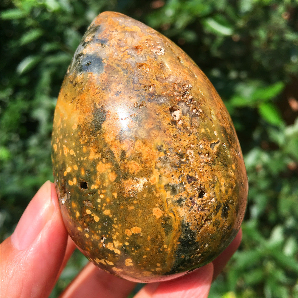 237G Huevo tallado en cristal de Ocean Jasper F17