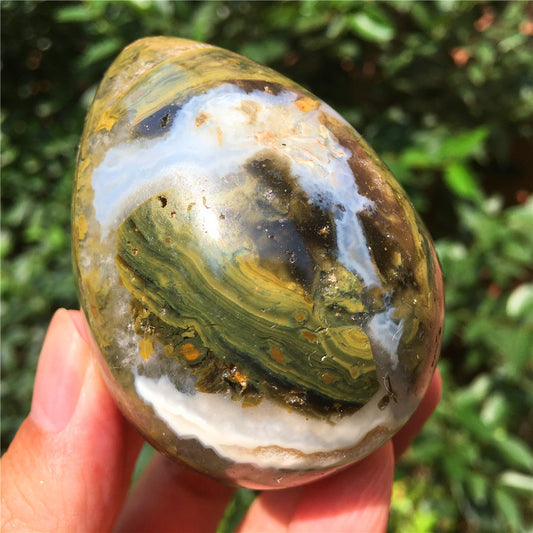 270G Huevo tallado en cristal de Ocean Jasper 6021