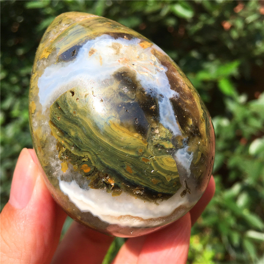 270G Huevo tallado en cristal de Ocean Jasper 6021