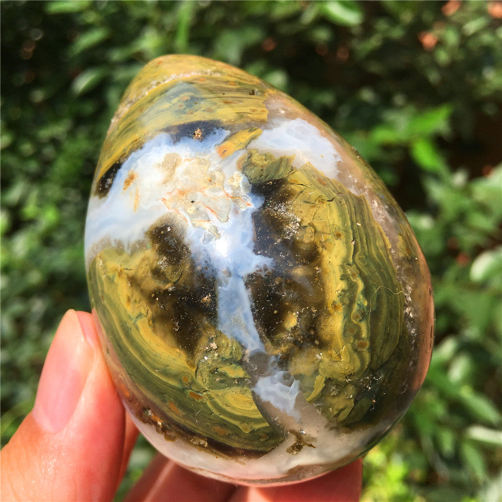 270G Huevo tallado en cristal de Ocean Jasper 6021