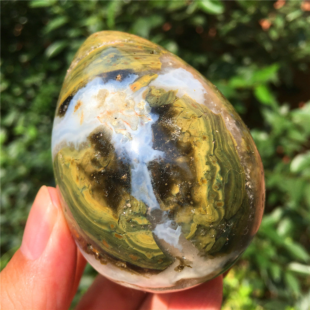 270G Huevo tallado en cristal de Ocean Jasper 6021