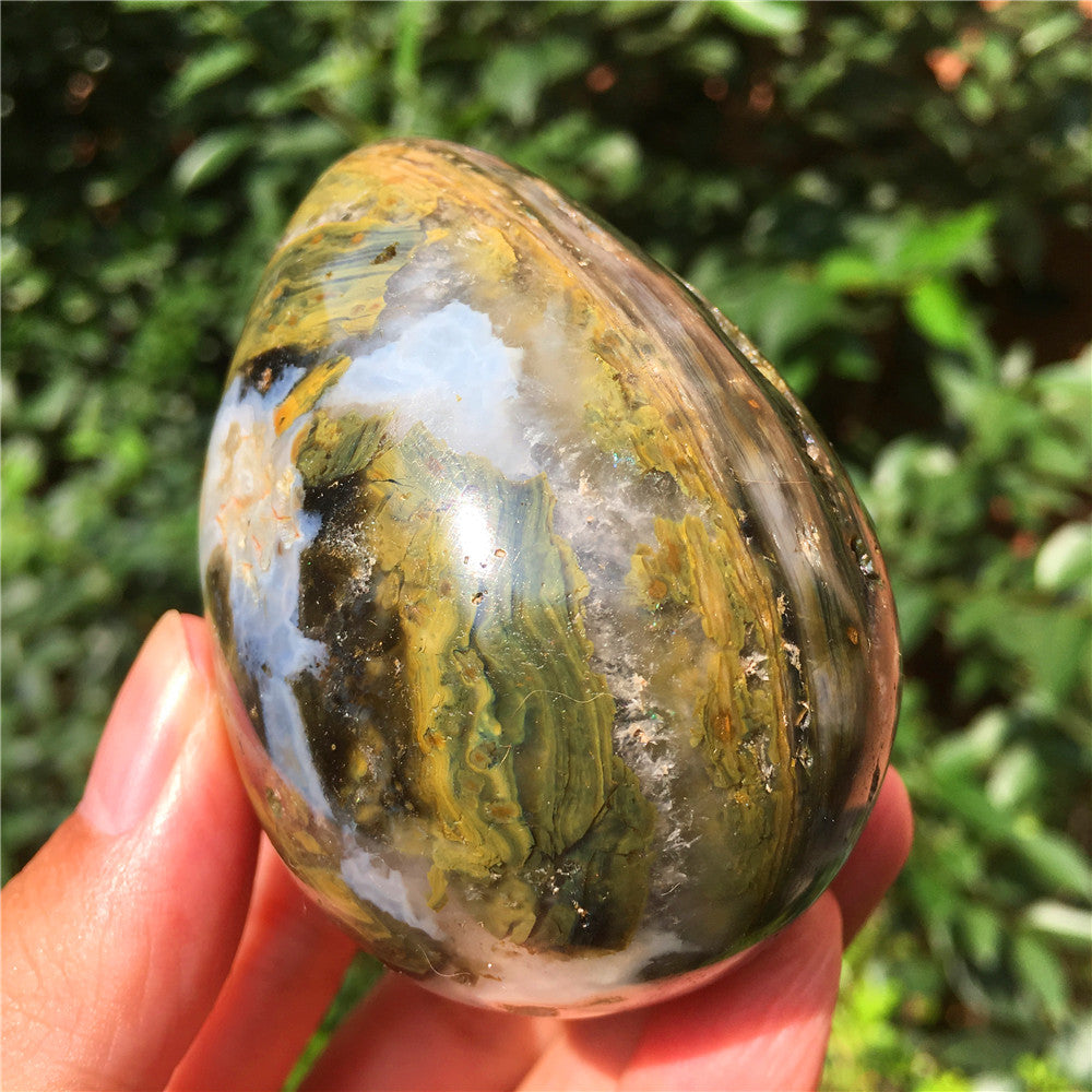 270G Huevo tallado en cristal de Ocean Jasper 6021