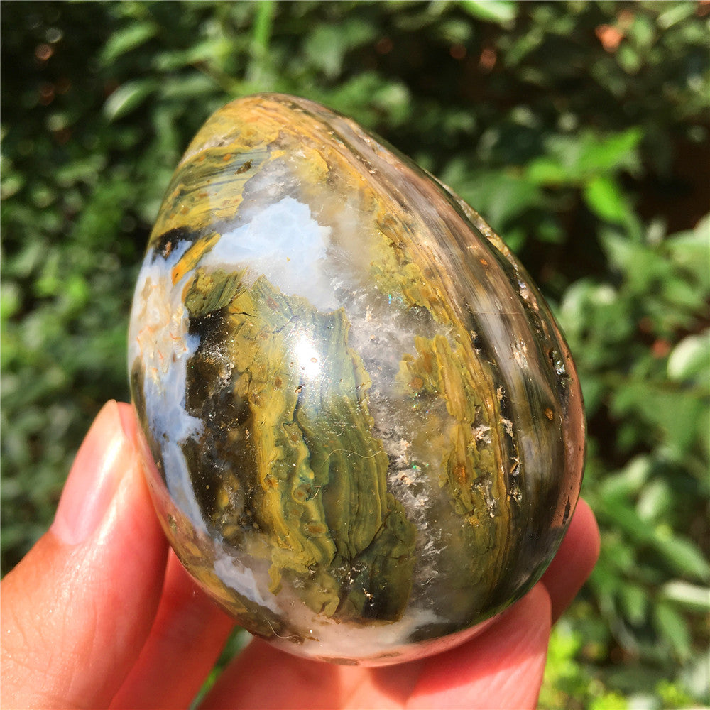 270G Huevo tallado en cristal de Ocean Jasper 6021