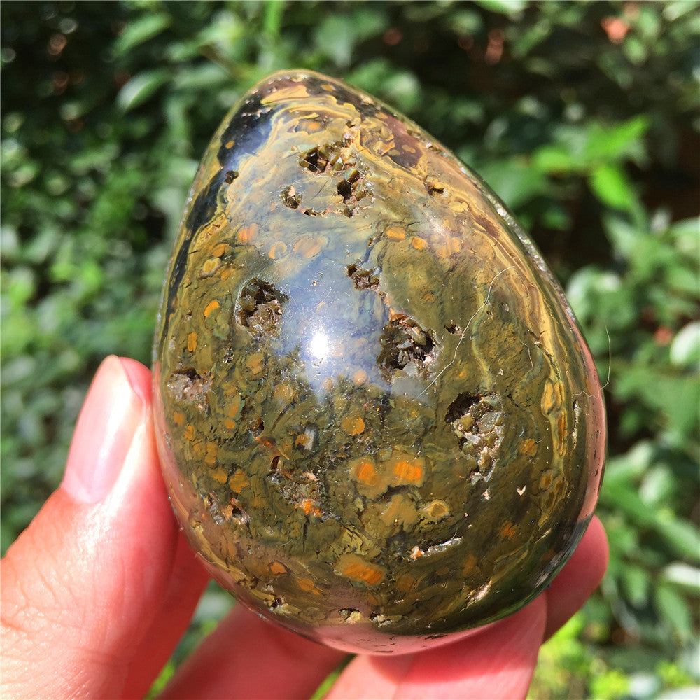 270G Huevo tallado en cristal de Ocean Jasper 6021