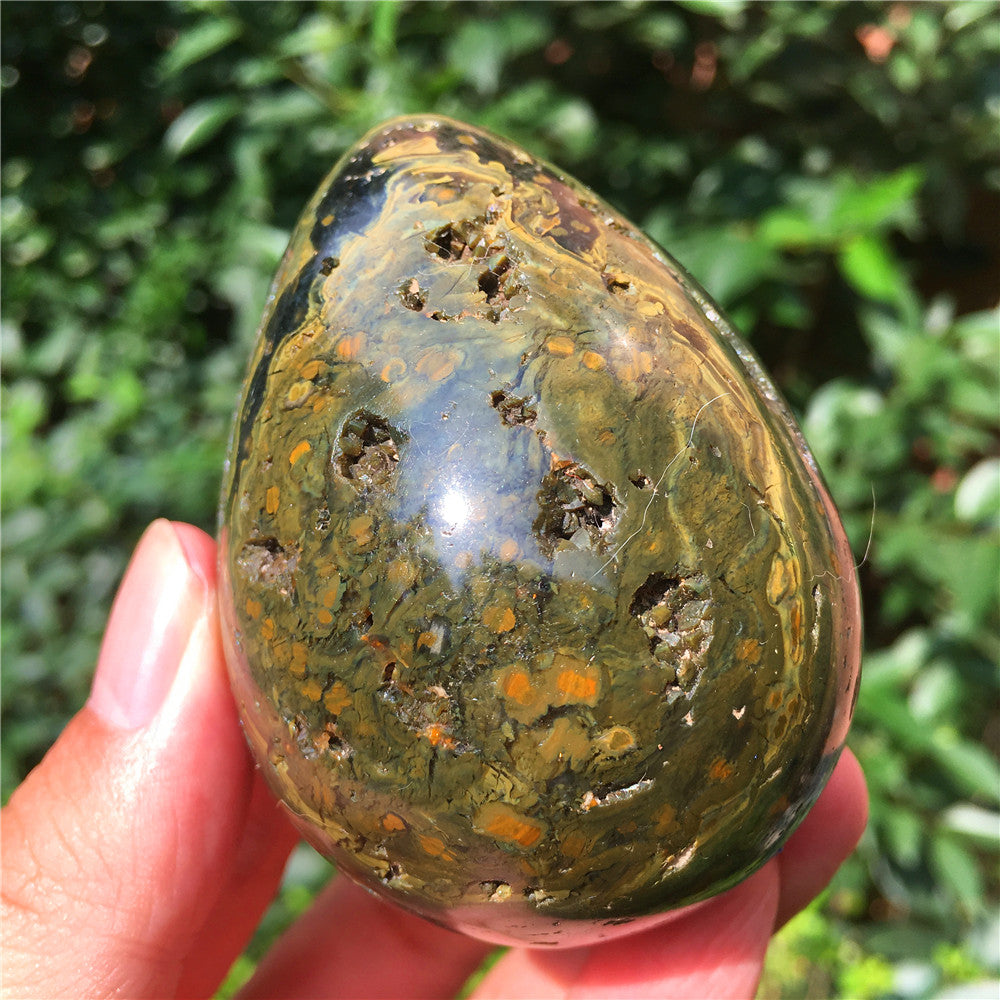 270G Huevo tallado en cristal de Ocean Jasper 6021