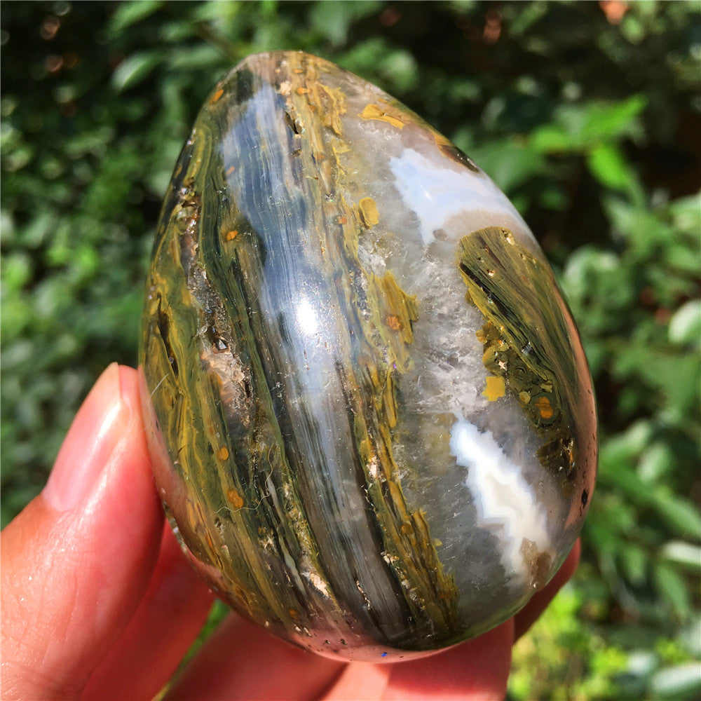 270G Huevo tallado en cristal de Ocean Jasper 6021