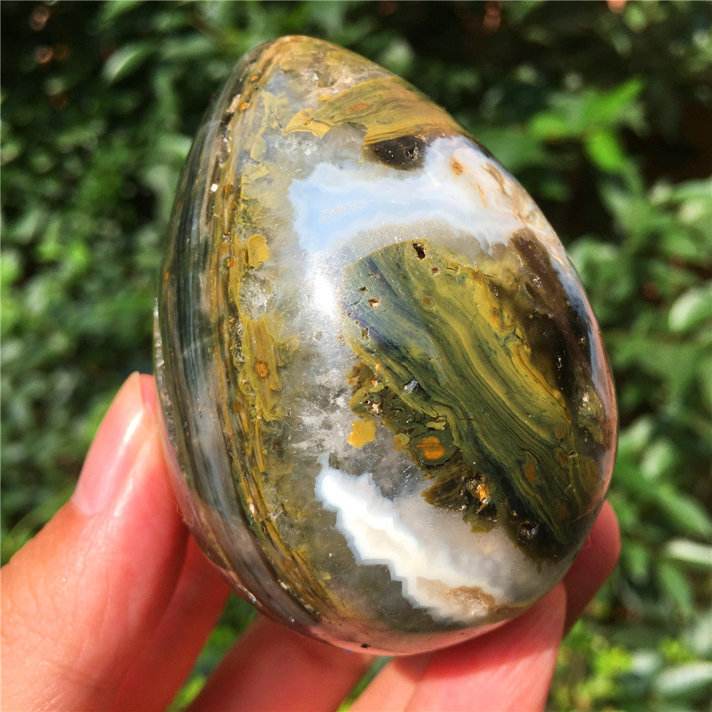270G Huevo tallado en cristal de Ocean Jasper 6021