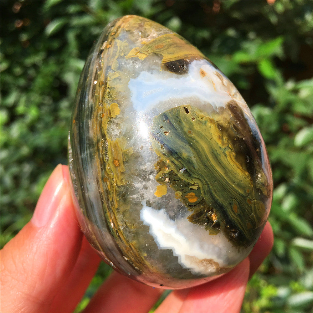 270G Huevo tallado en cristal de Ocean Jasper 6021