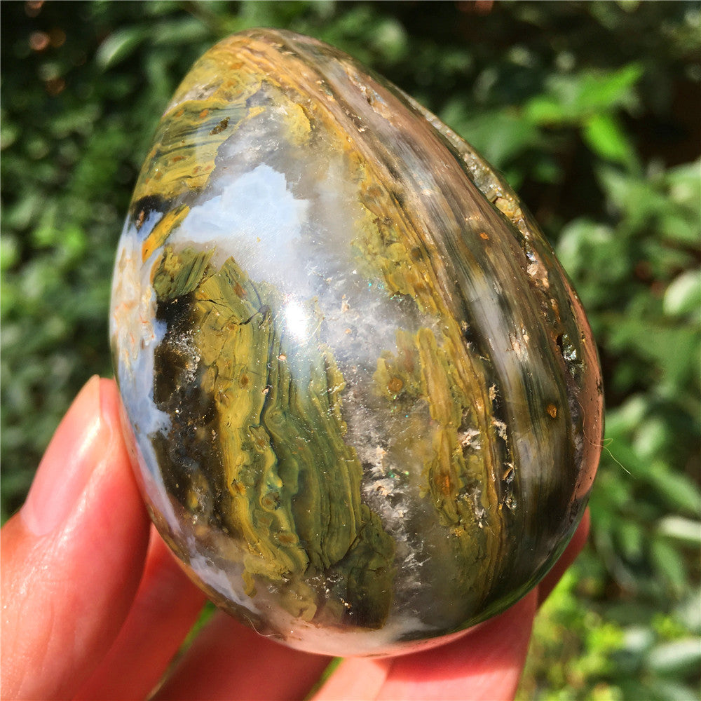 270G Huevo tallado en cristal de Ocean Jasper 6021