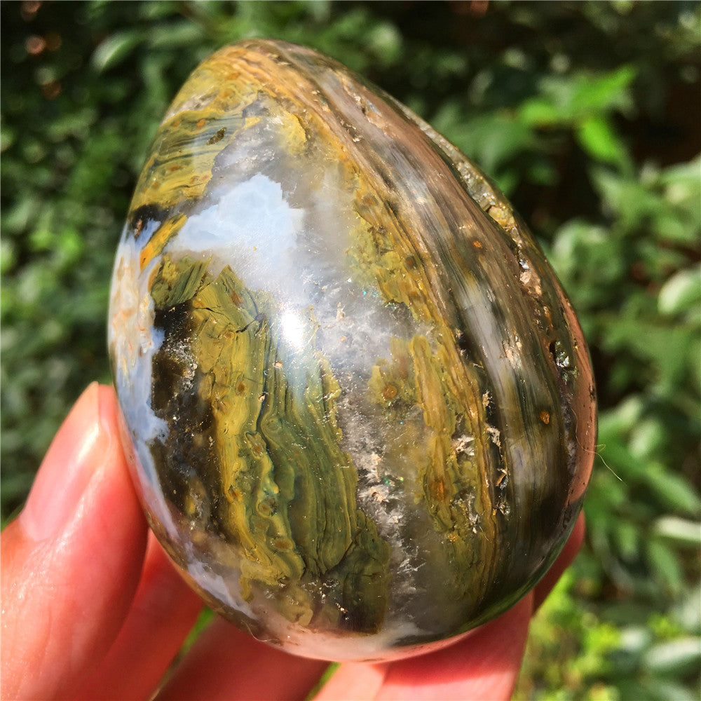 270G Huevo tallado en cristal de Ocean Jasper 6021