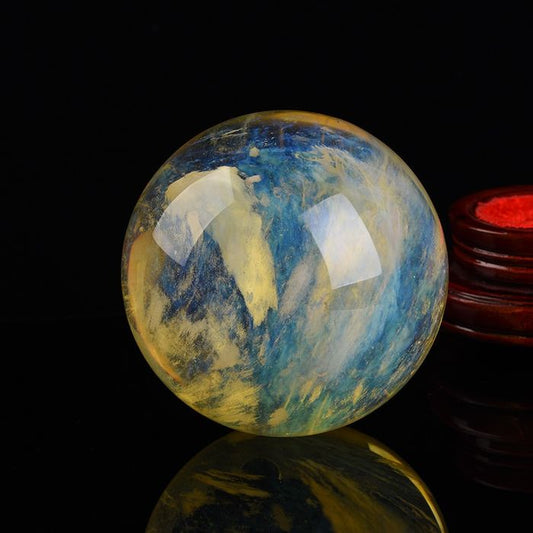 Esfera de cuarzo de cristal de piedra de fundición amarilla 