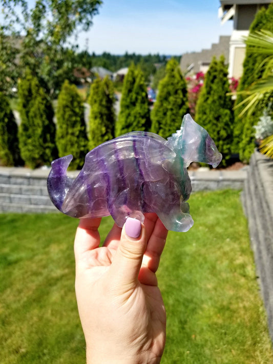 Vibrant XL Purple Fluorite Crystal Dragon - Crystal Dragon, Dragon Carving, Mythical Creature