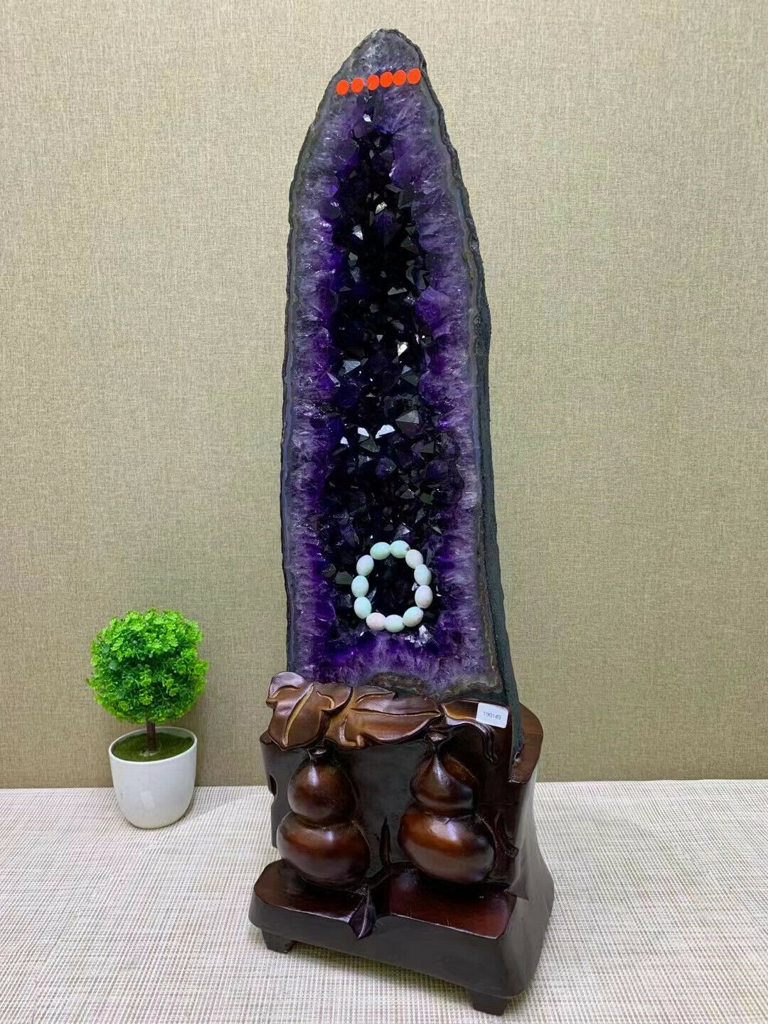 天然紫水晶晶洞石英簇水晶標本癒合+底座