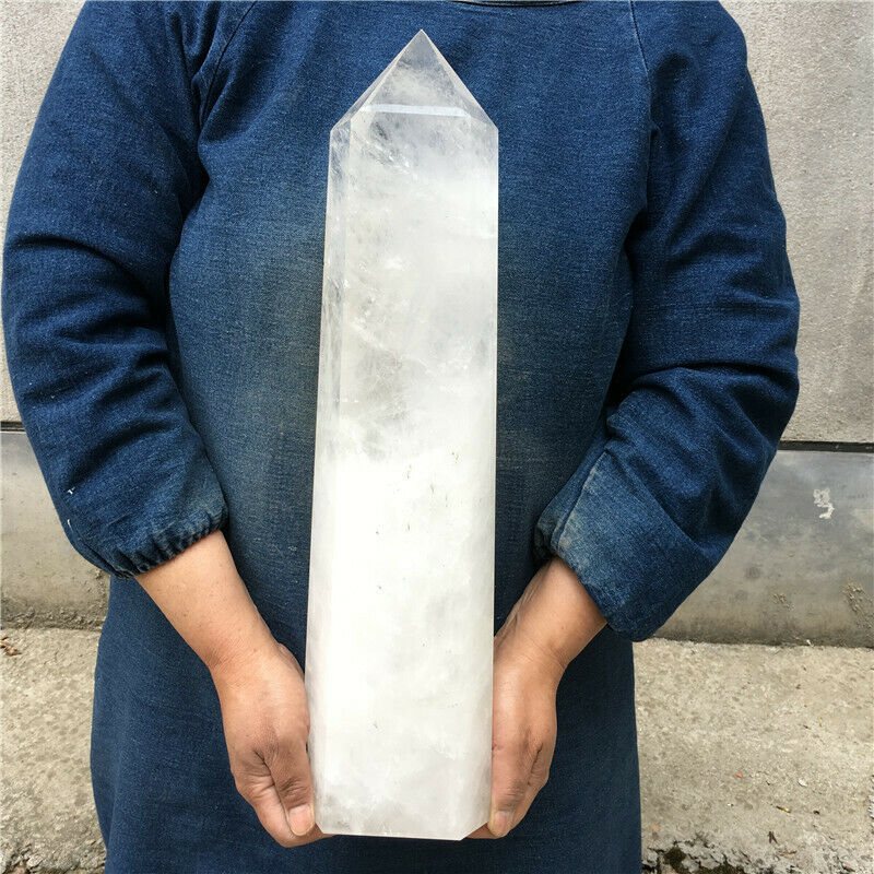 天然透明石英水晶方尖碑石英點靈氣治療能量