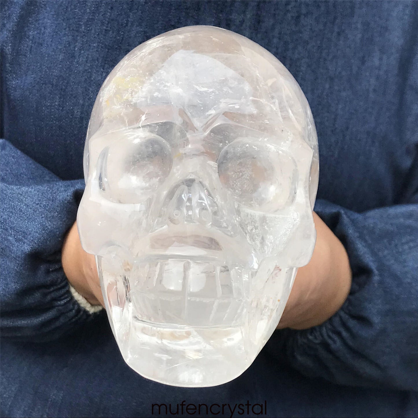 天然白色水晶石水晶頭骨雕刻頭骨靈氣治療