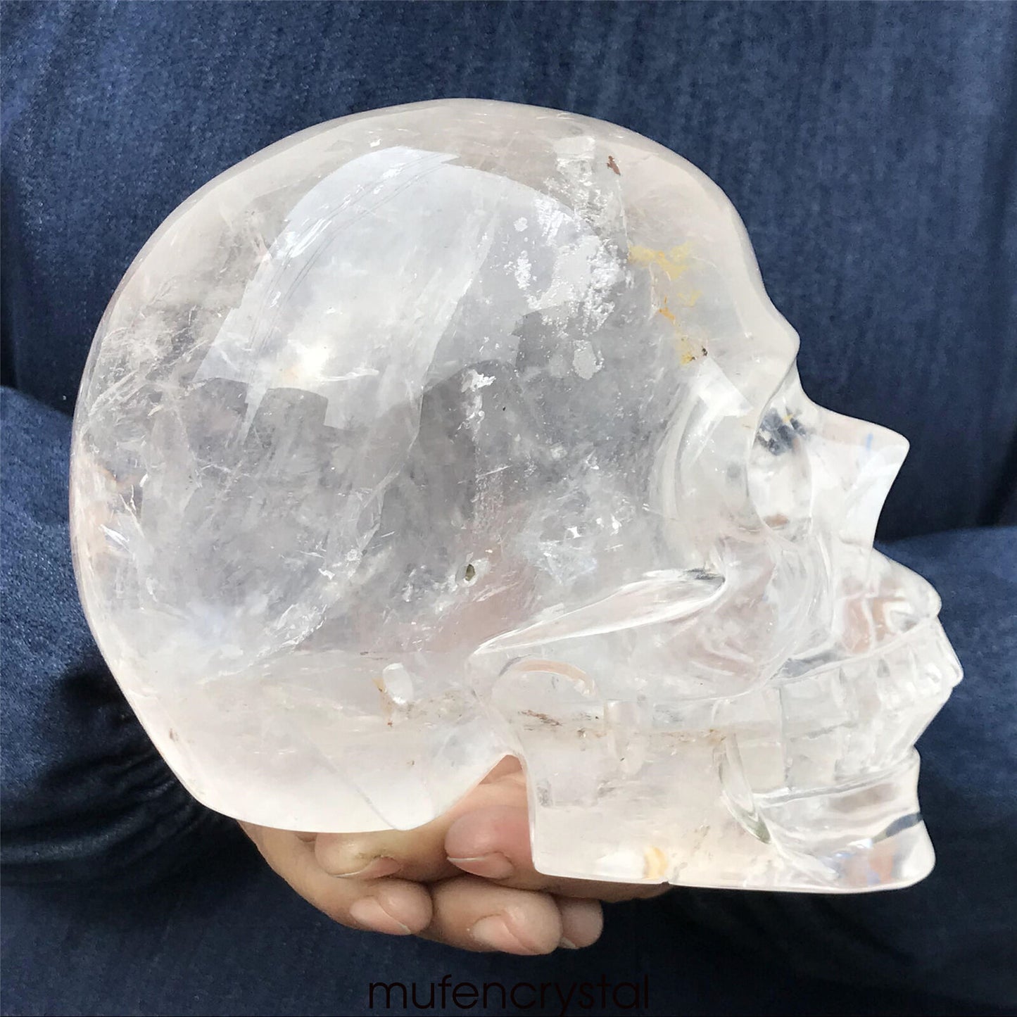 天然白色水晶石水晶頭骨雕刻頭骨靈氣治療