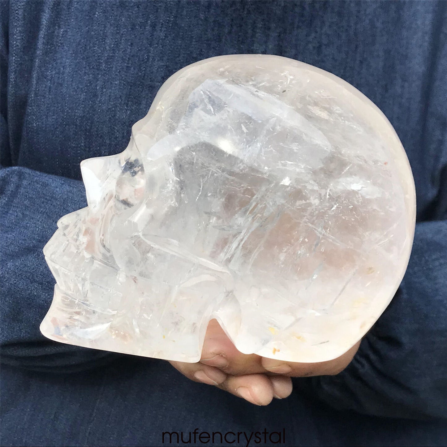 天然白色水晶石水晶頭骨雕刻頭骨靈氣治療