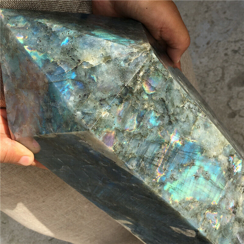 Varita curativa de punto de obelisco de cristal de cuarzo labradorita Natural