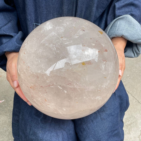 天然透明金紅石石英球水晶球靈氣療癒