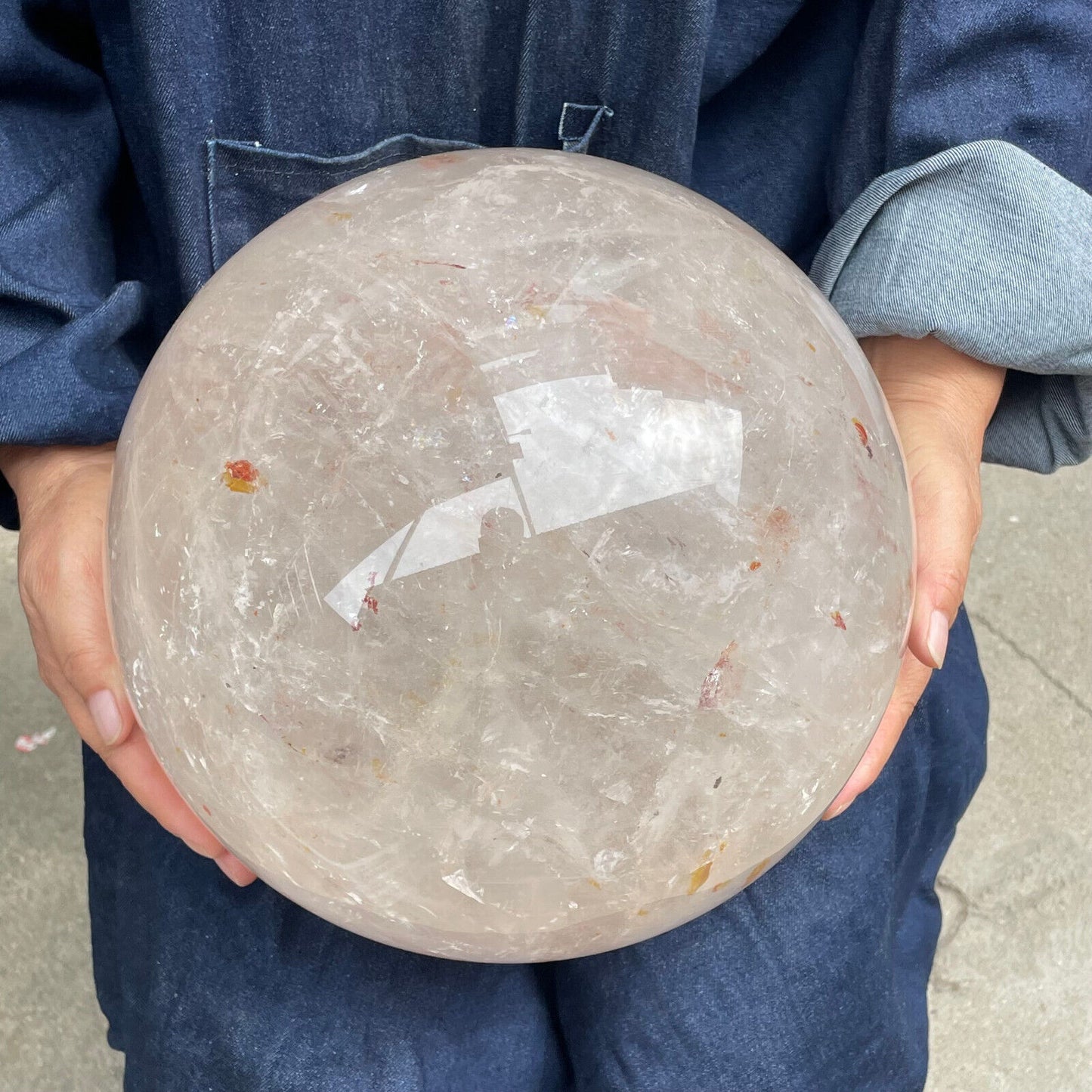 天然透明金紅石石英球水晶球靈氣療癒
