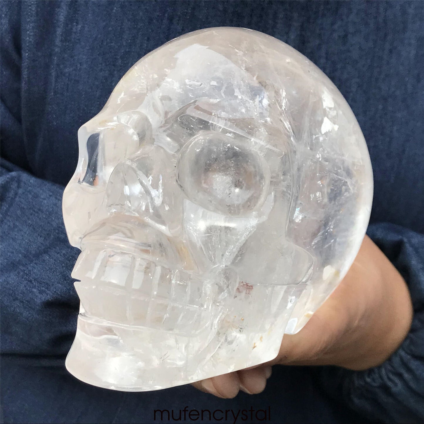 天然白色水晶石水晶頭骨雕刻頭骨靈氣治療